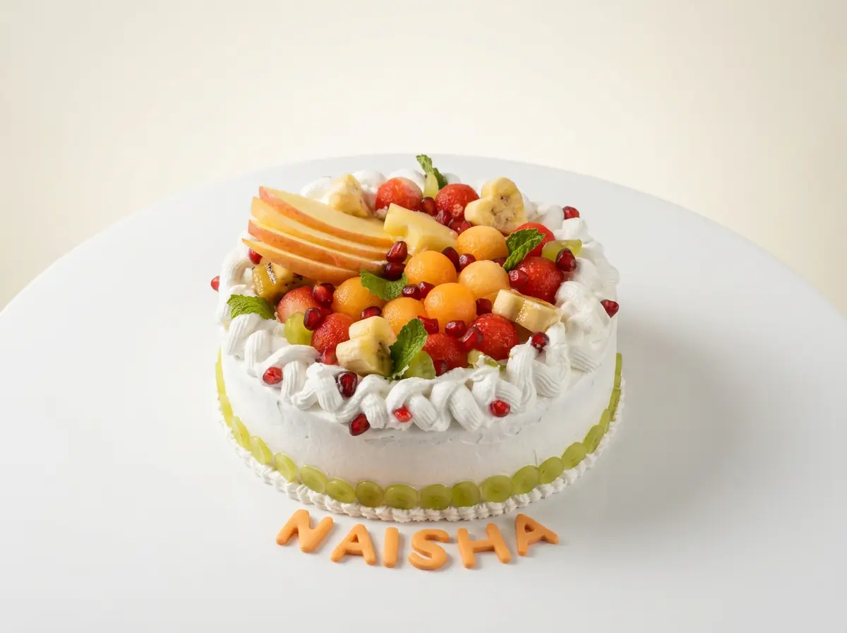 Fresh Fruit Garden Cake — studio view