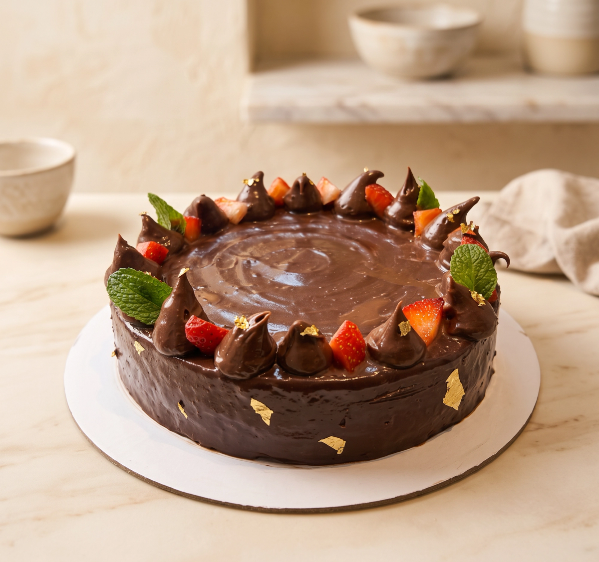 Strawberry chocolate tart cake