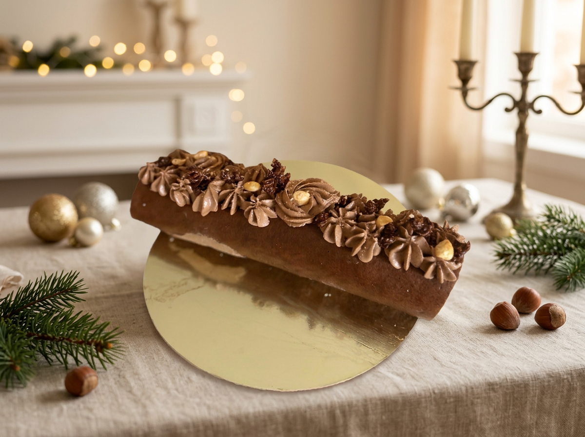 Chocolate Hazelnut Yule Log — lifestyle view