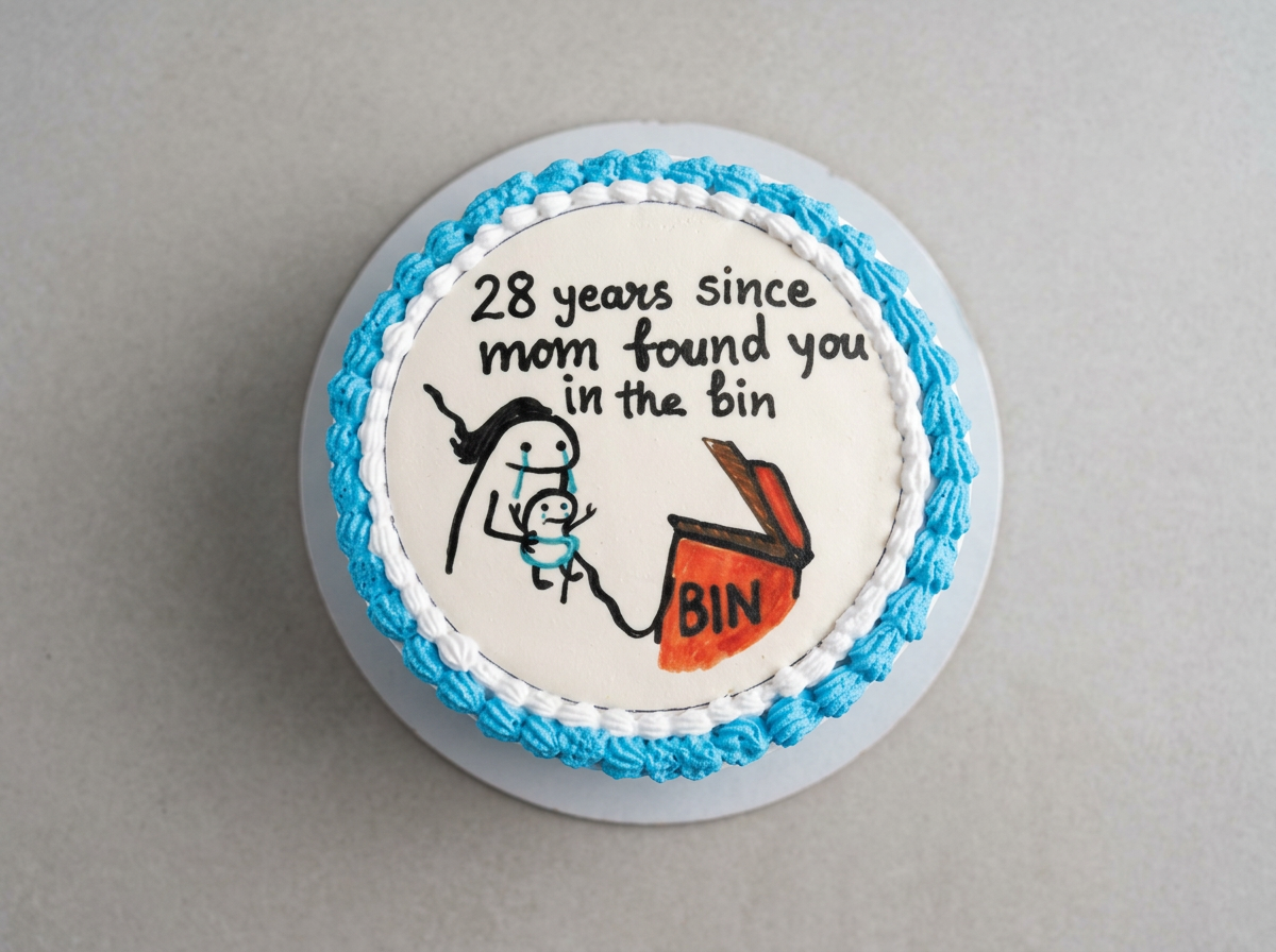 Hand-Painted Doodle Cake — topdown view
