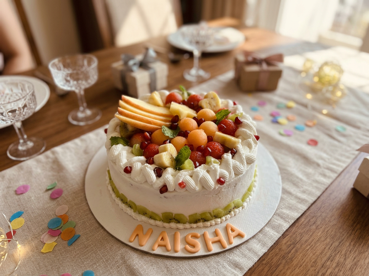 Fresh Fruit Garden Cake — lifestyle view