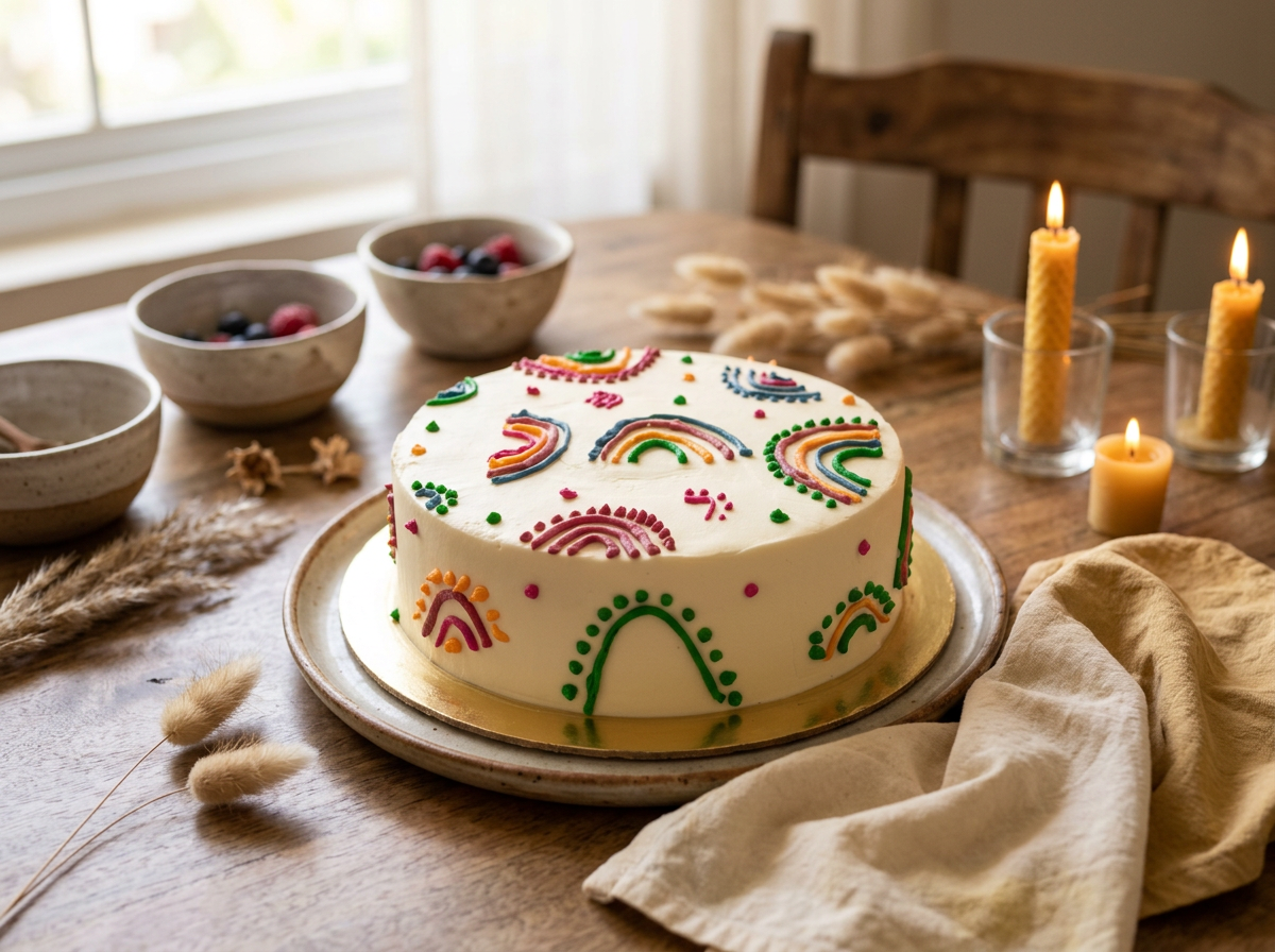 Natural Rainbow Buttercream Cake — lifestyle view