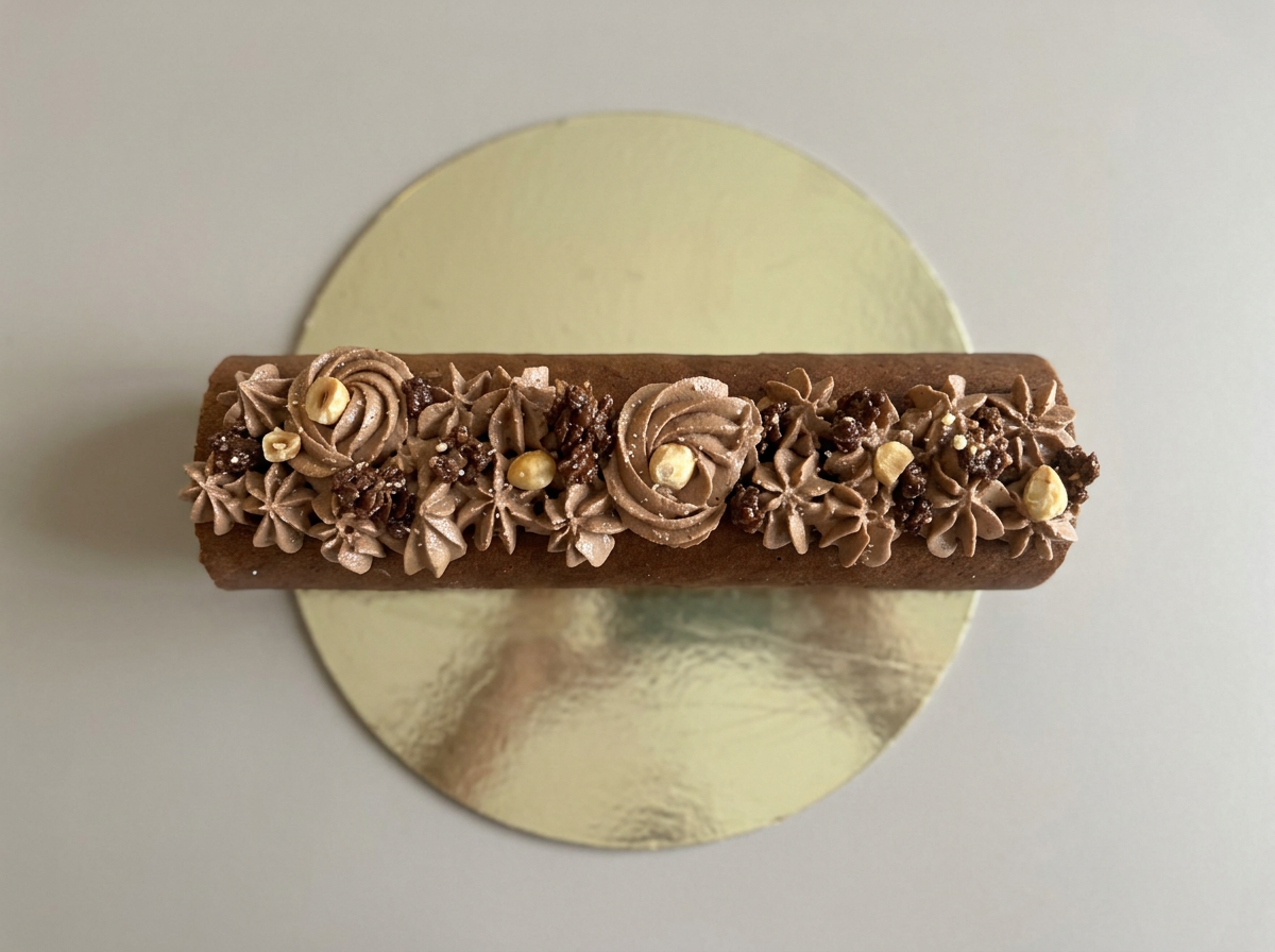Chocolate Hazelnut Yule Log — topdown view