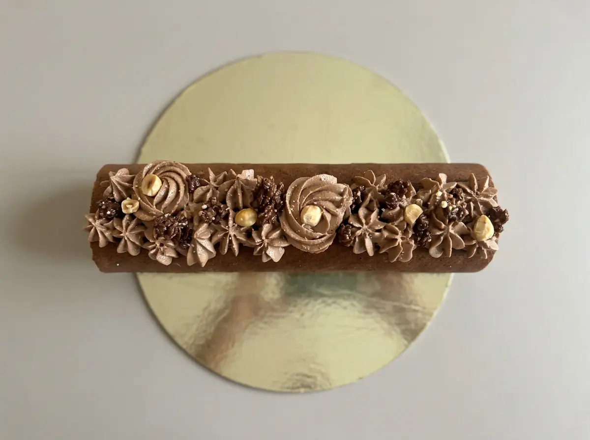 Chocolate Hazelnut Yule Log — topdown view
