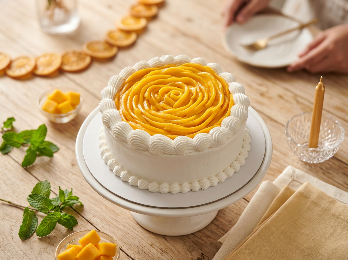 Mango Rose Cream Cake — lifestyle view