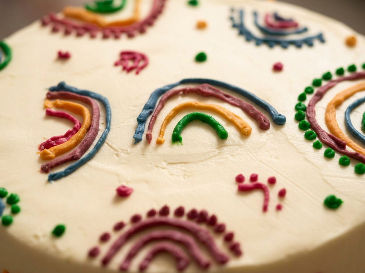 Natural Rainbow Buttercream Cake — closeup view