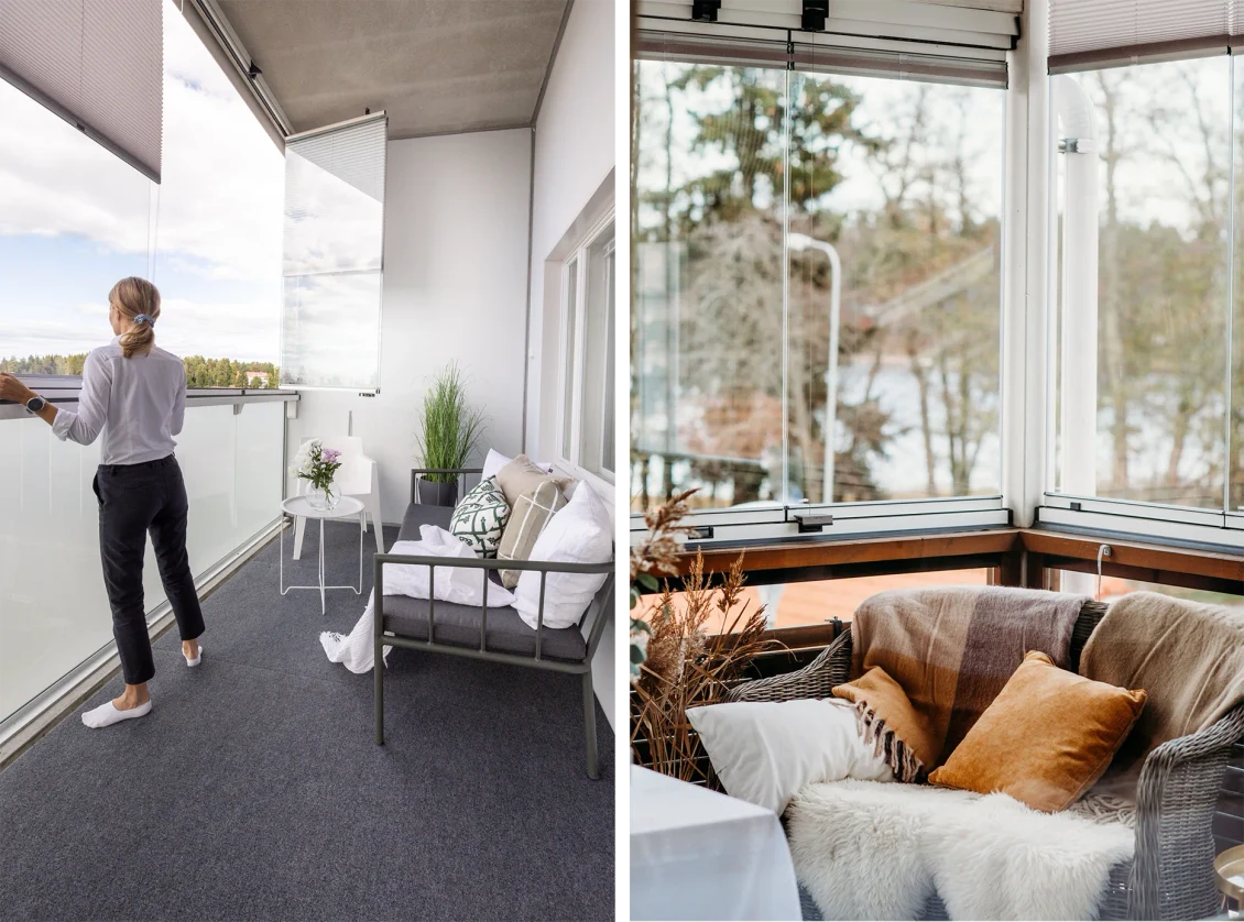 Flerbostadshus med inglasade balkonger