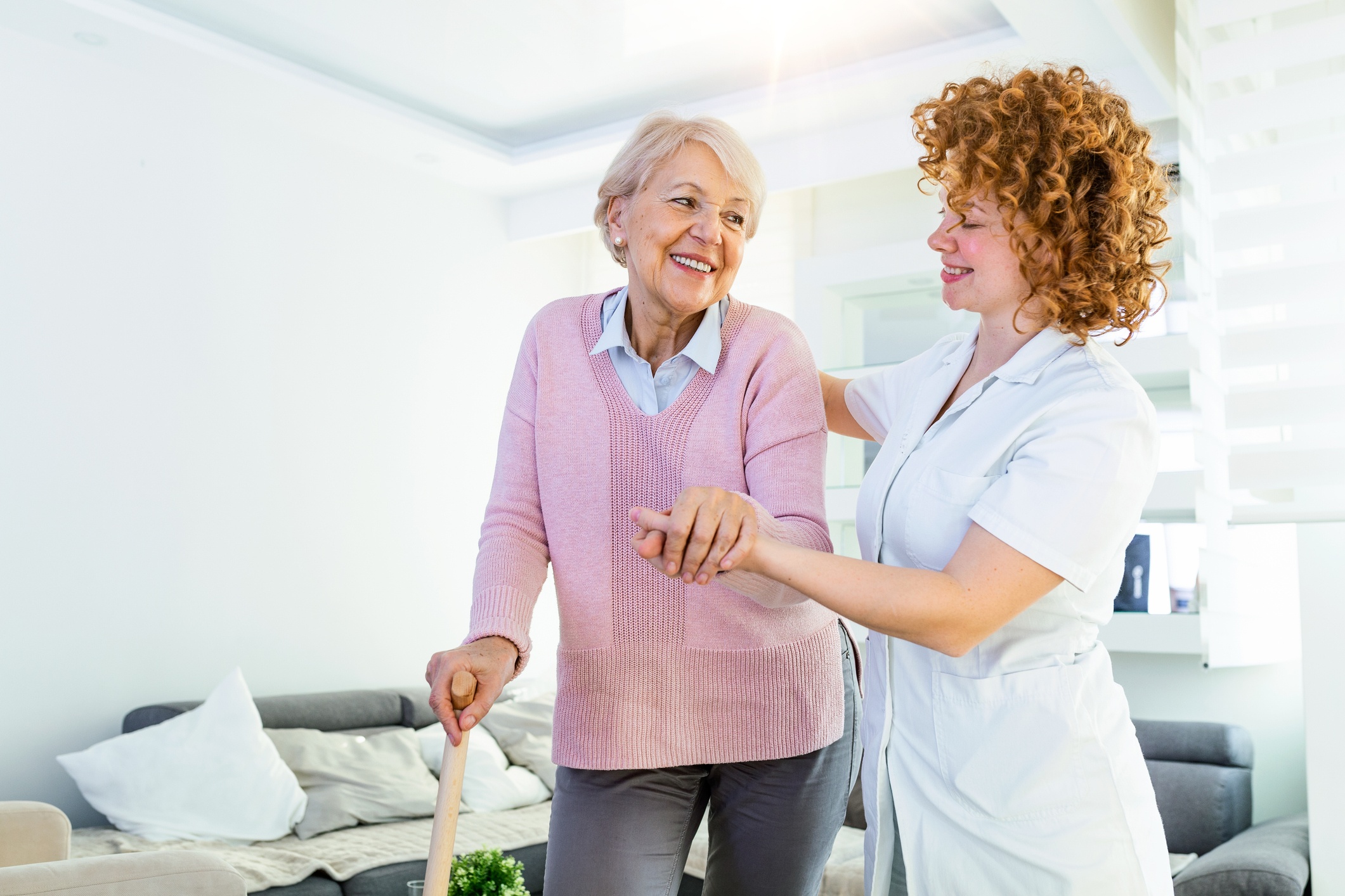 Provider listening to woman 60+'s heart