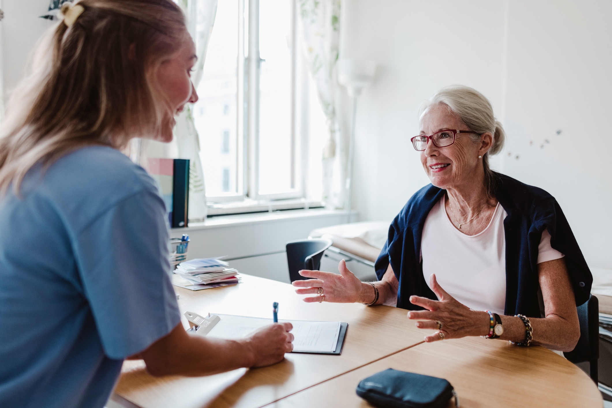 Woman 60+ talking to her provider