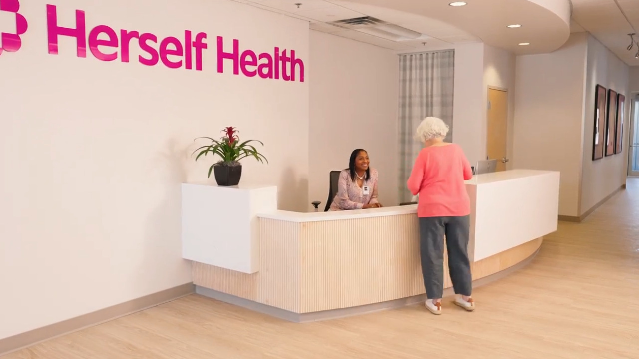Female 65 at Herself Health front desk