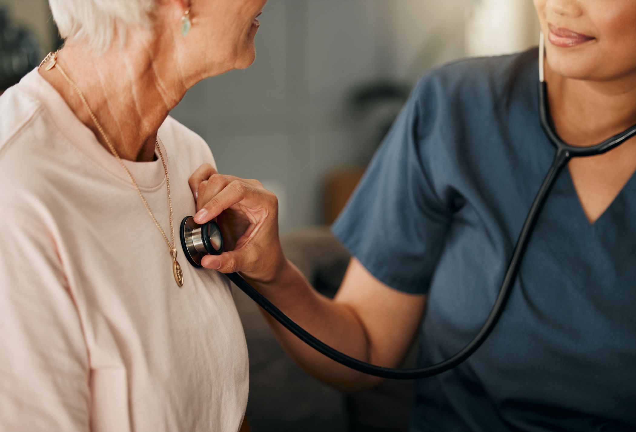 Woman 65+ having her heart looked at