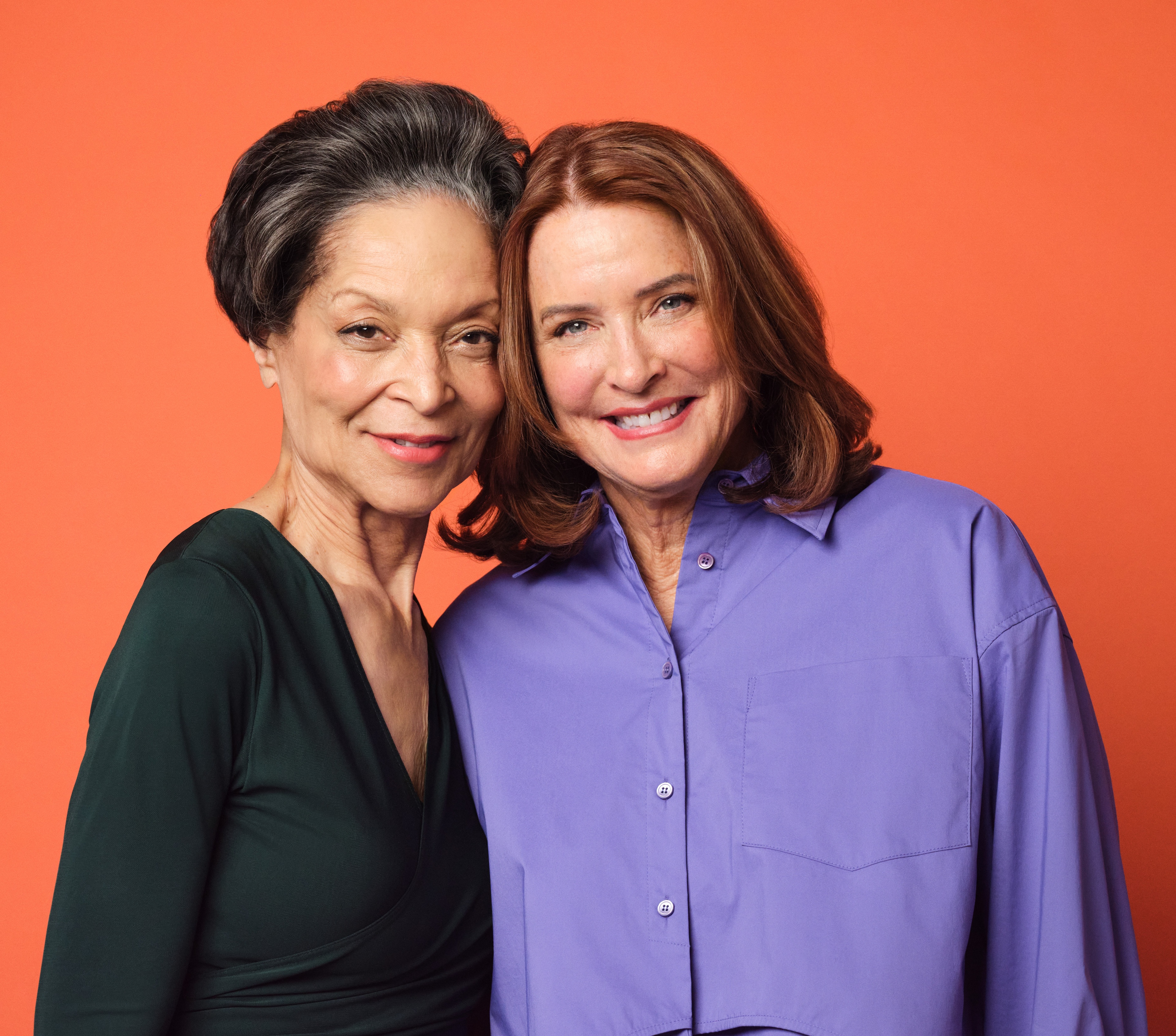 Two women smiling