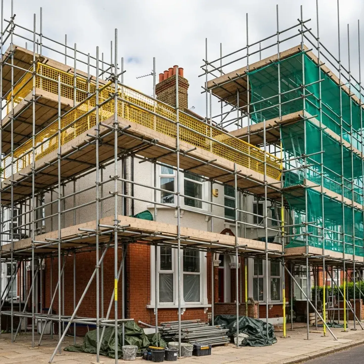 Domestic scaffolding installed for a Prestige Surrey building project
