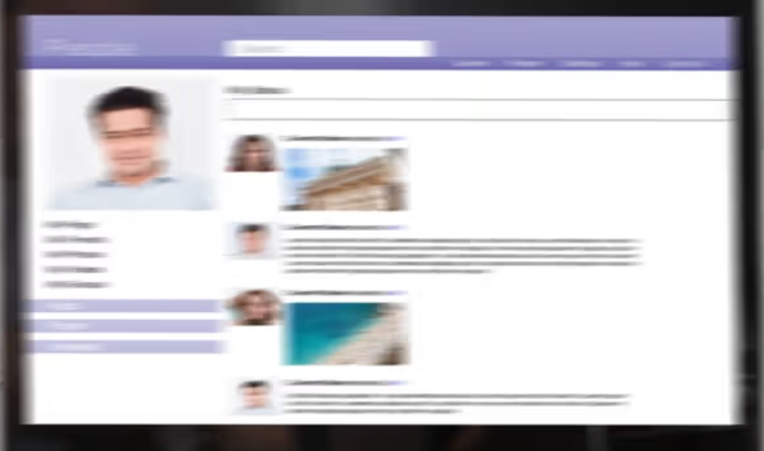 Dataskjerm viser en nettside med profilbilder.
