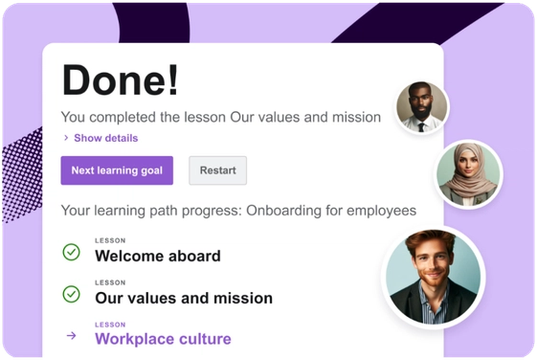 Learningpathoversikt med ikoner av 3 personer.