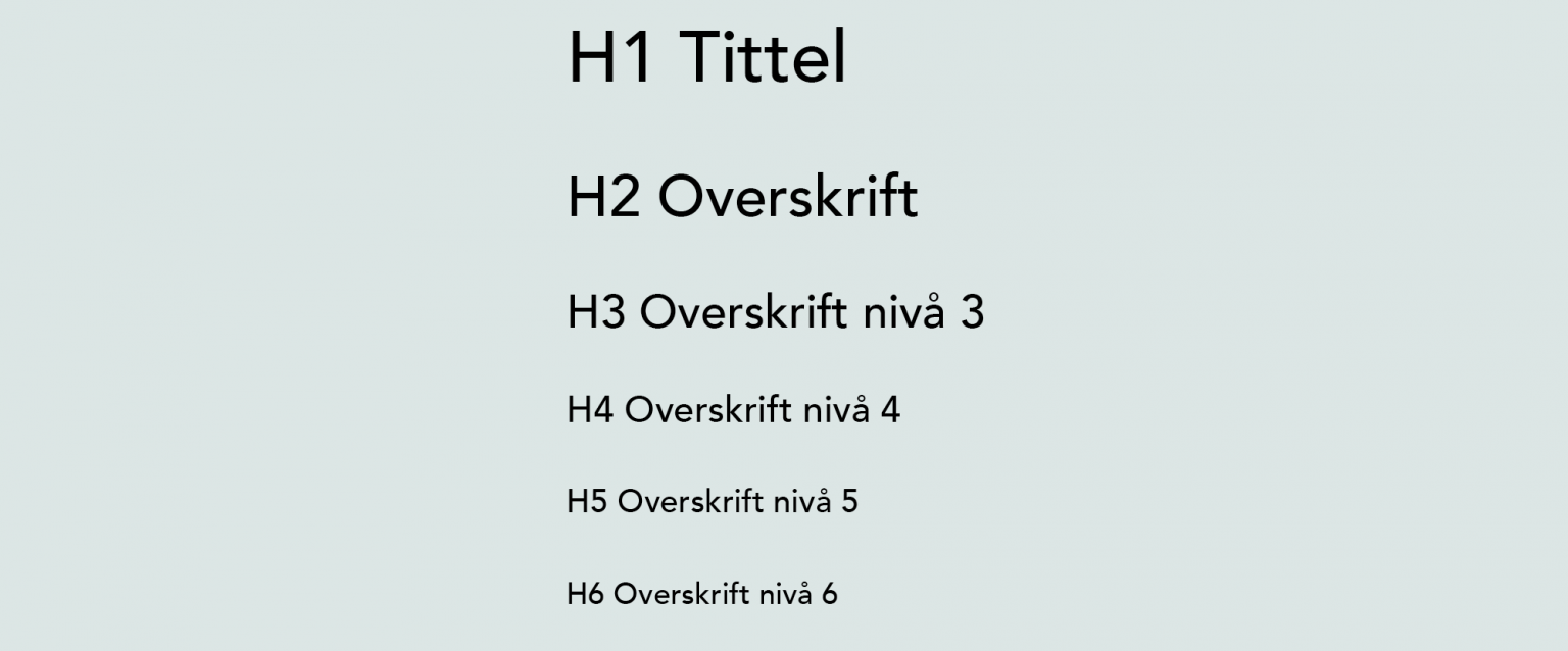 Tekstprøver i forskjellige skriftstørrelser på lys bakgrunn. Eksempel på typografi.