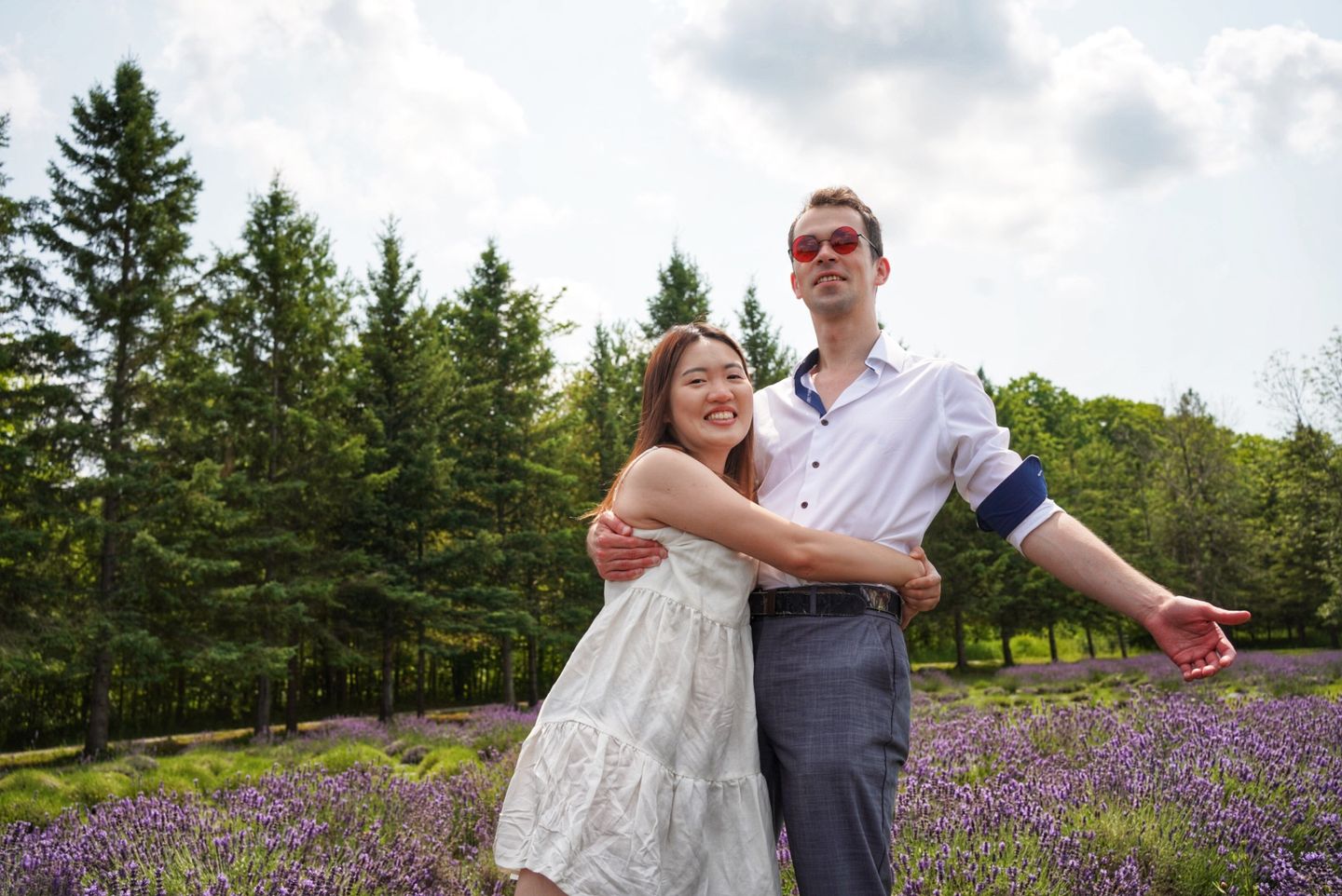 A couple photographed together near the Toronto waterfront.