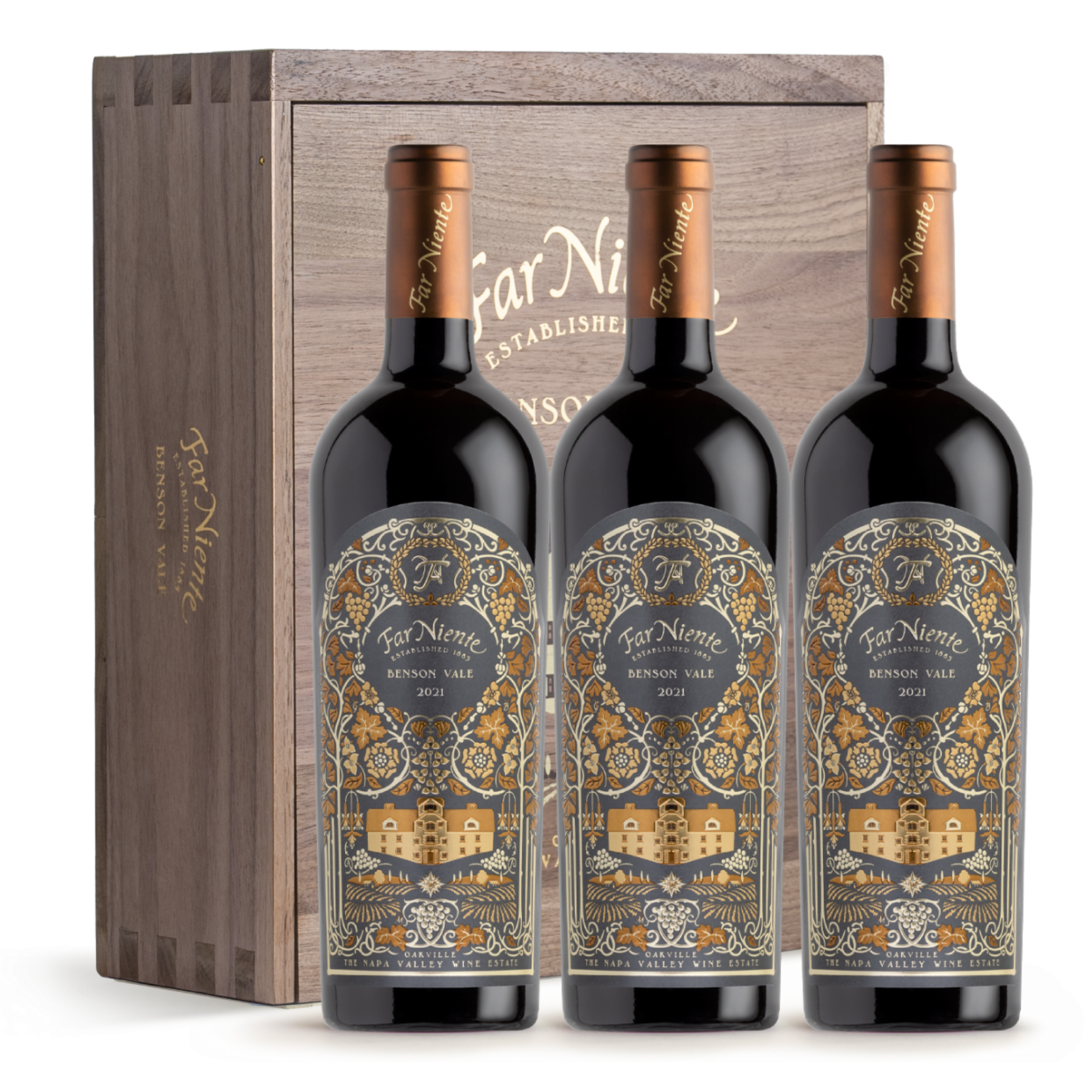 2021 Far Niente Benson Vale Cabernet Sauvignon, Three-Bottle Collectors Wood Box