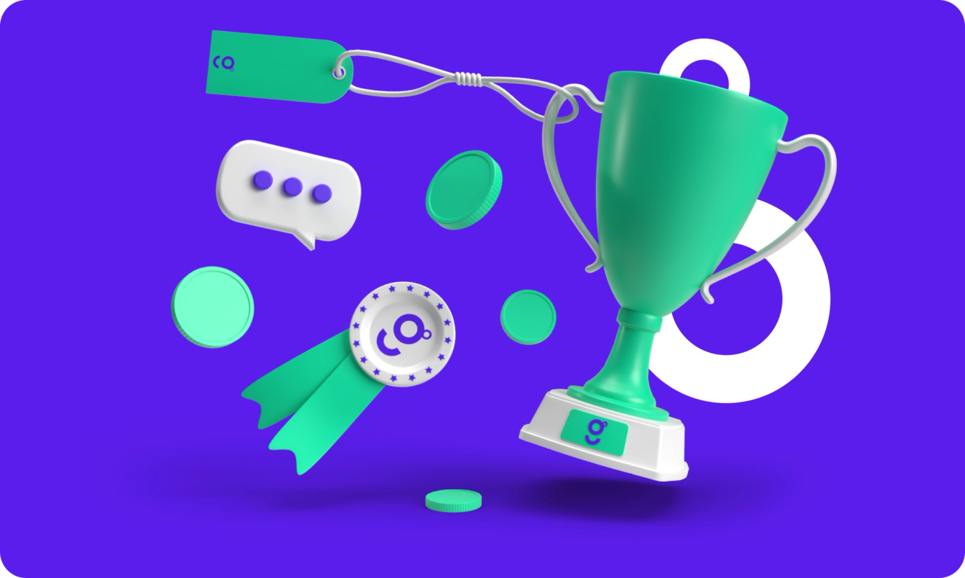 purple image with green elements