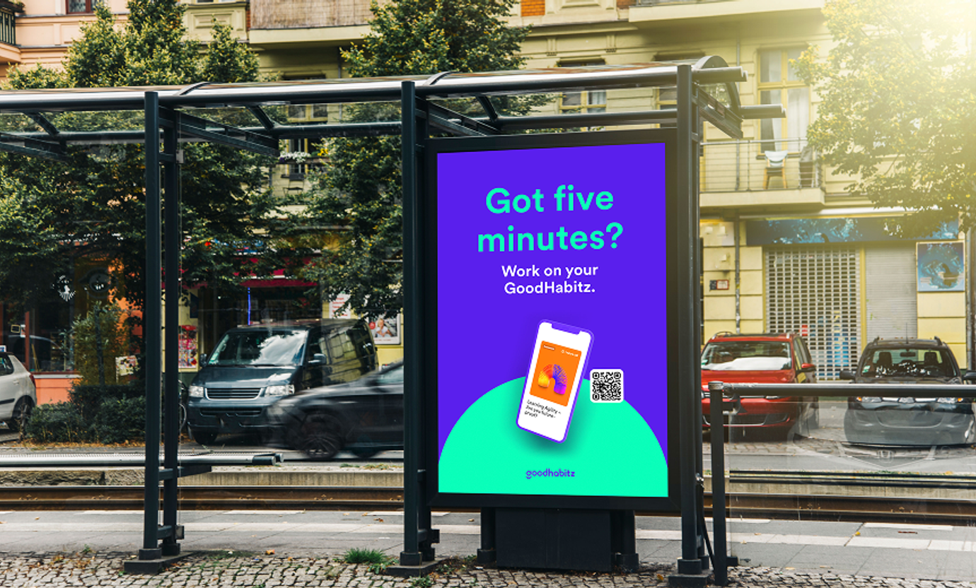 Goodhabitz advertising bus stop