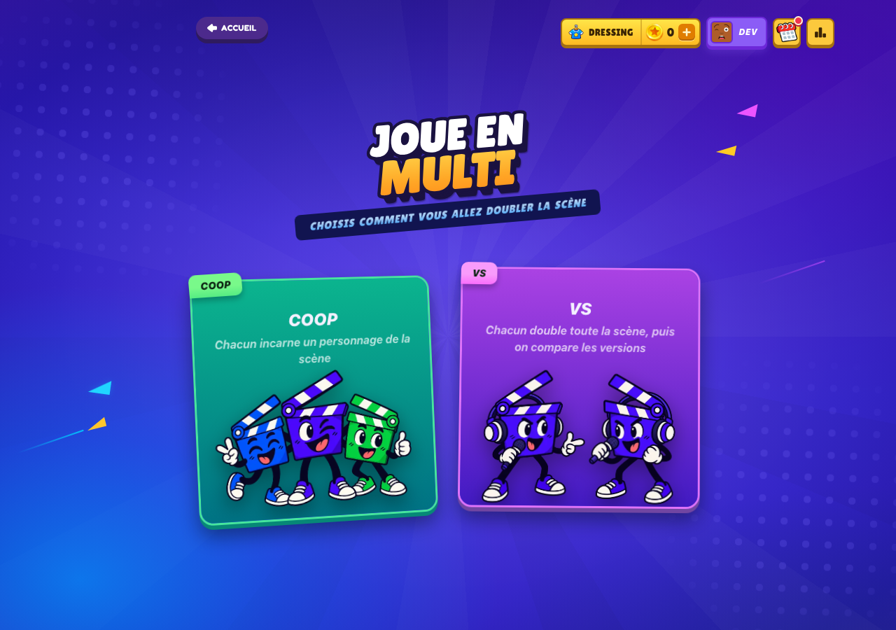 Choosing the multiplayer mode: Co-op or VS