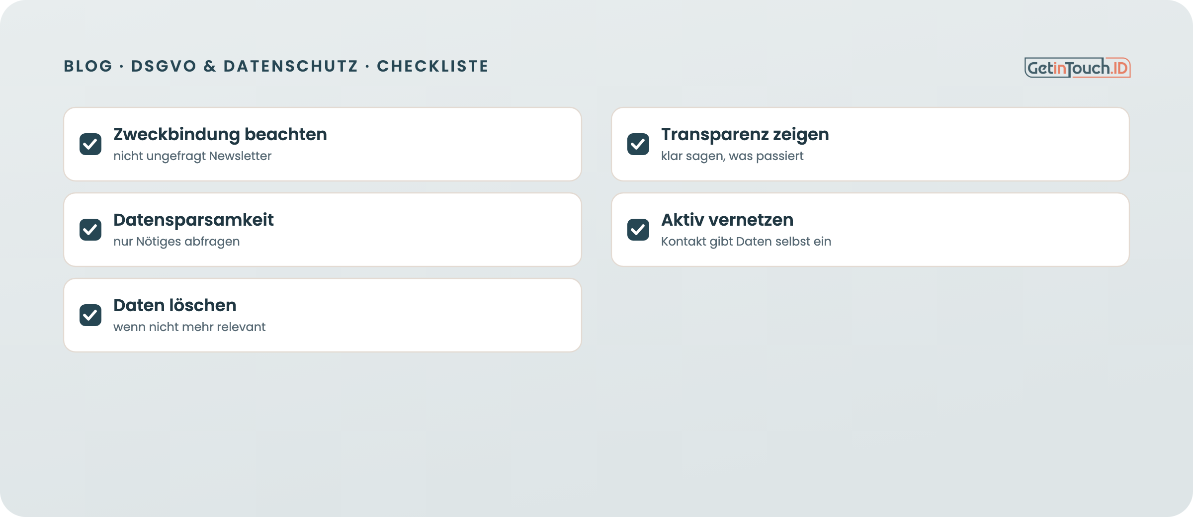 Vier Grundregeln für gesammelte Kontakte