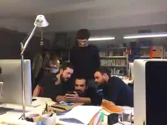 Richi, Aleix, Josep and Mikel at the studio. 2017.
