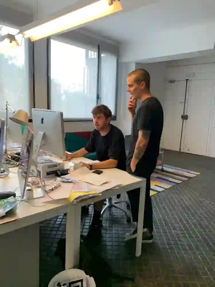 Carles Carreté i Jordi Domingo at the studio. 2022.