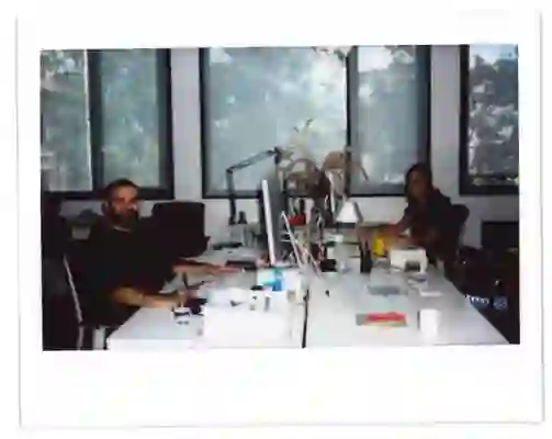 Lluís and Paula at the studio. 2024.