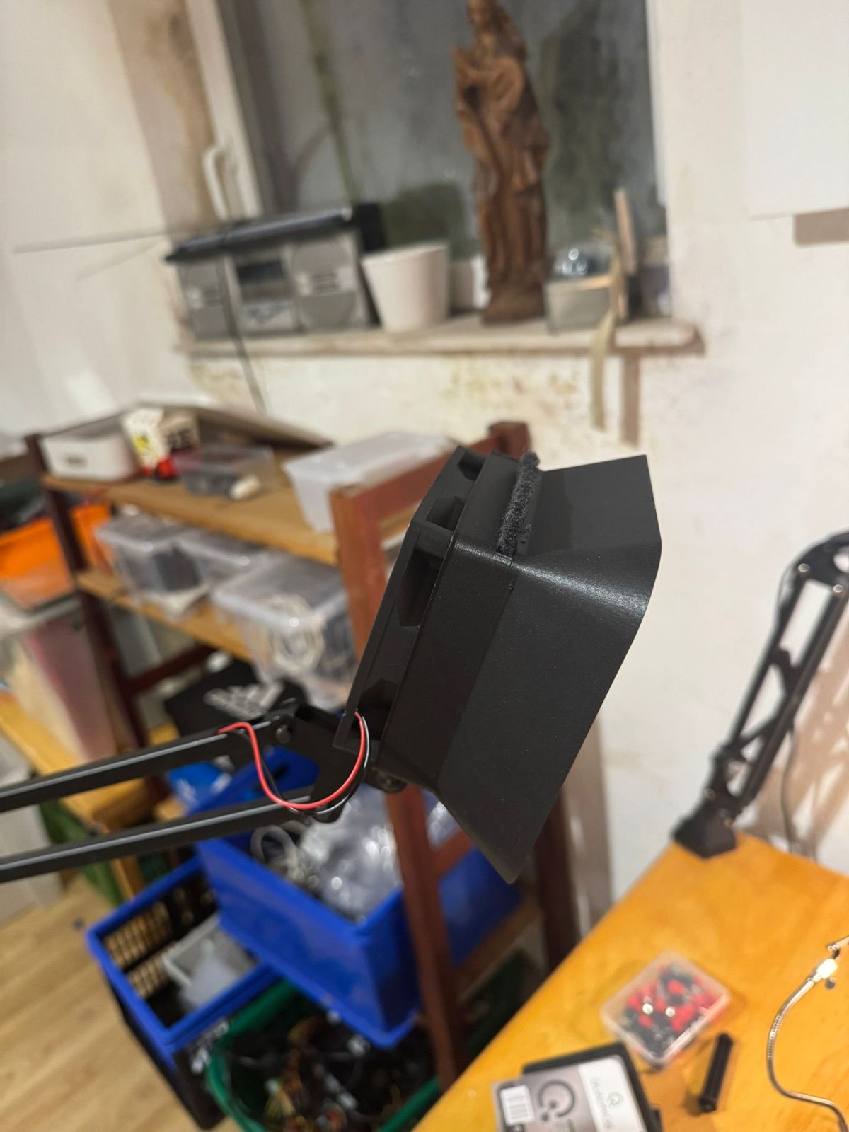 Side profile of the 3D printed extractor hood showing the filter slot