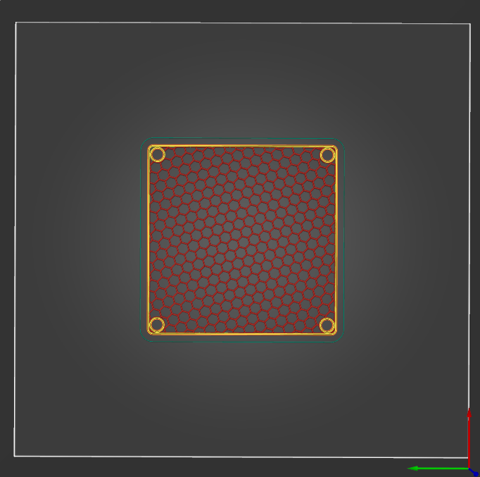 Slicer software view showing the honeycomb infill pattern used as a grid