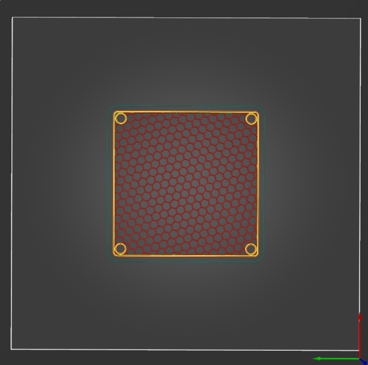 Slicer software view showing the honeycomb infill pattern used as a grid
