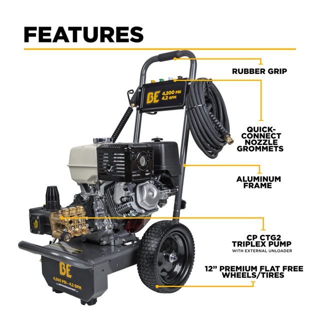 4,200 PSI 4.2 GPM Cold Water Pressure Washer, AR Pump - B4213HA