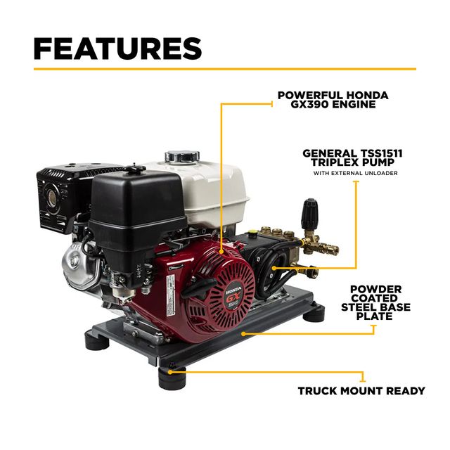 4,200 PSI 4.2 GPM Truck Mount Pressure Washer, General Pump - B4213HTBGS