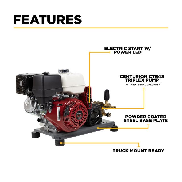 3,200 PSI 5.5 GPM Truck Mount Pressure Washer, CP Pump, Electric Start - B3213HETBAS