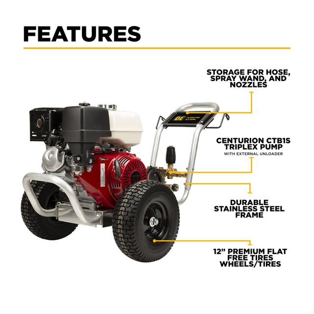 4,200 PSI 4.2 GPM Belt Drive Pressure Washer, Aluminum Frame, CP Pump - B4213HABAS