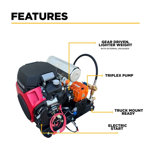 3,500 PSI 8.0 GPM Gear Drive Truck Mount Pressure Washer, Honda GX690 - B3524HETZS-UG