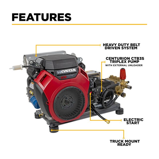 5,100 PSI 5.5 GPM Truck Mount Pressure Washer, Honda GX690 - B5024HETBAS