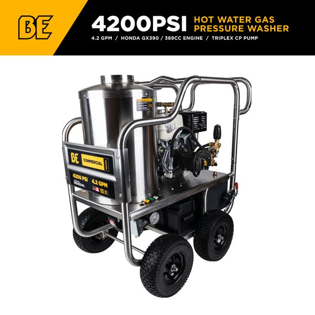 4,200 PSI 4.2 GPM Hot Water Pressure Washer, Stainless Steel Frame - HW4213HSAS