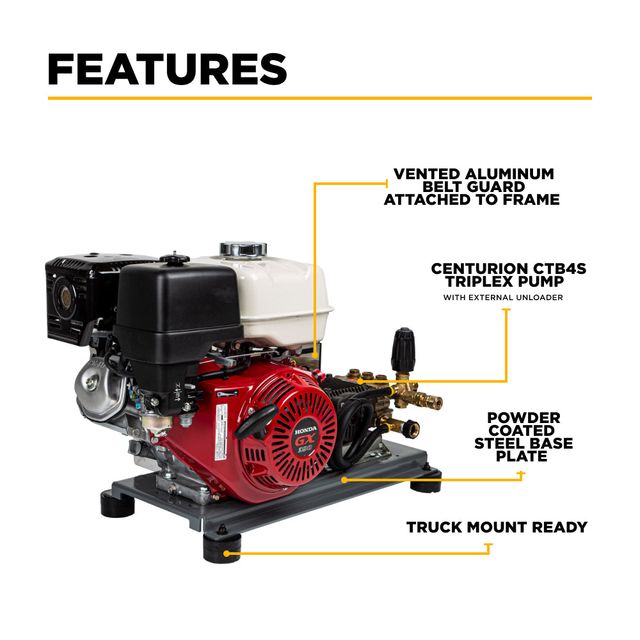 3,200 PSI 5.5 GPM Truck Mount Pressure Washer, CP Pump - B3213HTBAS