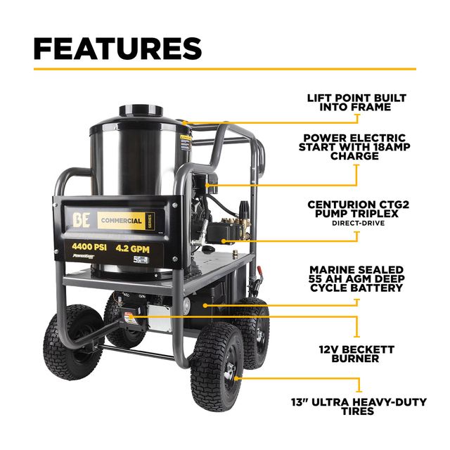 4,400 PSI 4.2 GPM Hot Water Pressure Washer, Powerease 420 - HW4415PA