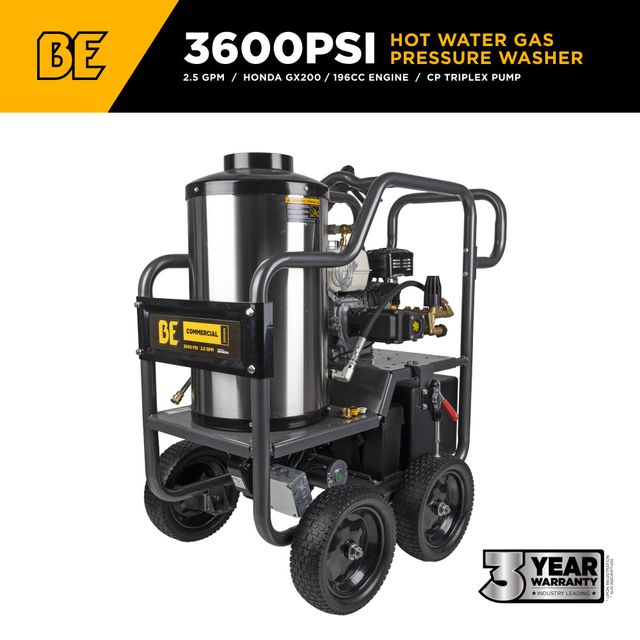 3,600 PSI 2.5 GPM Hot Water Pressure Washer, Honda GX200 - HW3665HA
