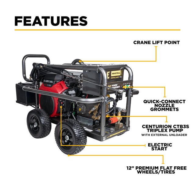 5,100 PSI 5.5 GPM Belt Drive Pressure Washer, Roll Cage, Honda GX690 - B5024HEBAS