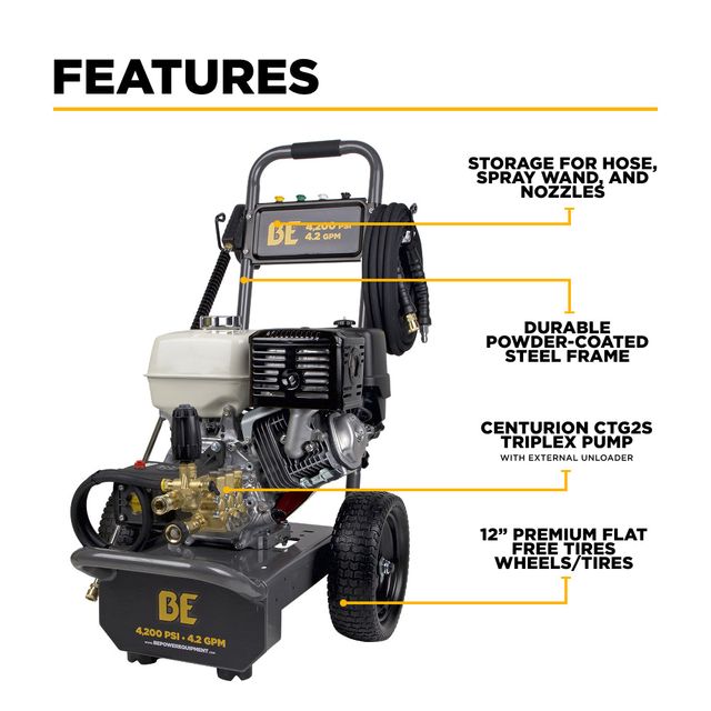 4,200 PSI 4.2 GPM Cold Water Pressure Washer, CP Pump - B4213HAS