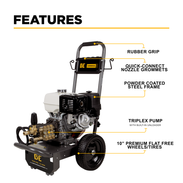 3,200 PSI 5.2 GPM Cold Water Pressure Washer, Comet Pump - B3213HCS