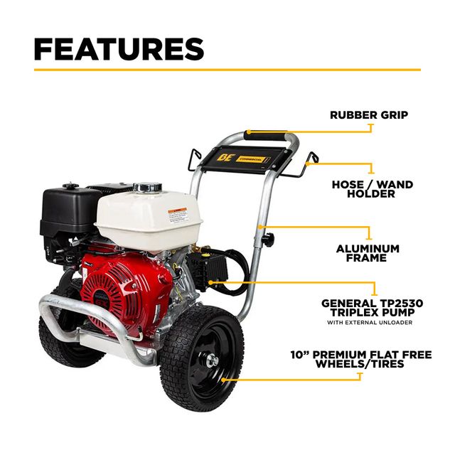 3,100 PSI 3.1 GPM Cold Water Pressure Washer, Aluminum Frame, General Pump - B3165HAGS