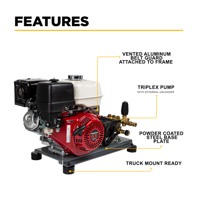4,200 PSI 4.2 GPM Truck Mount Pressure Washer, General Pump, Electric Start - B4213HETBGS