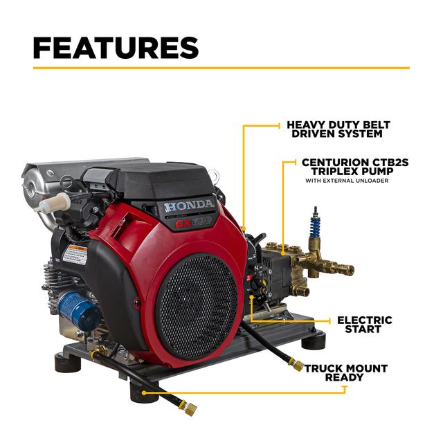 4,200 PSI 8.5 GPM Truck Mount Pressure Washer, Honda GX690, CP Pump - B4224HETBAS