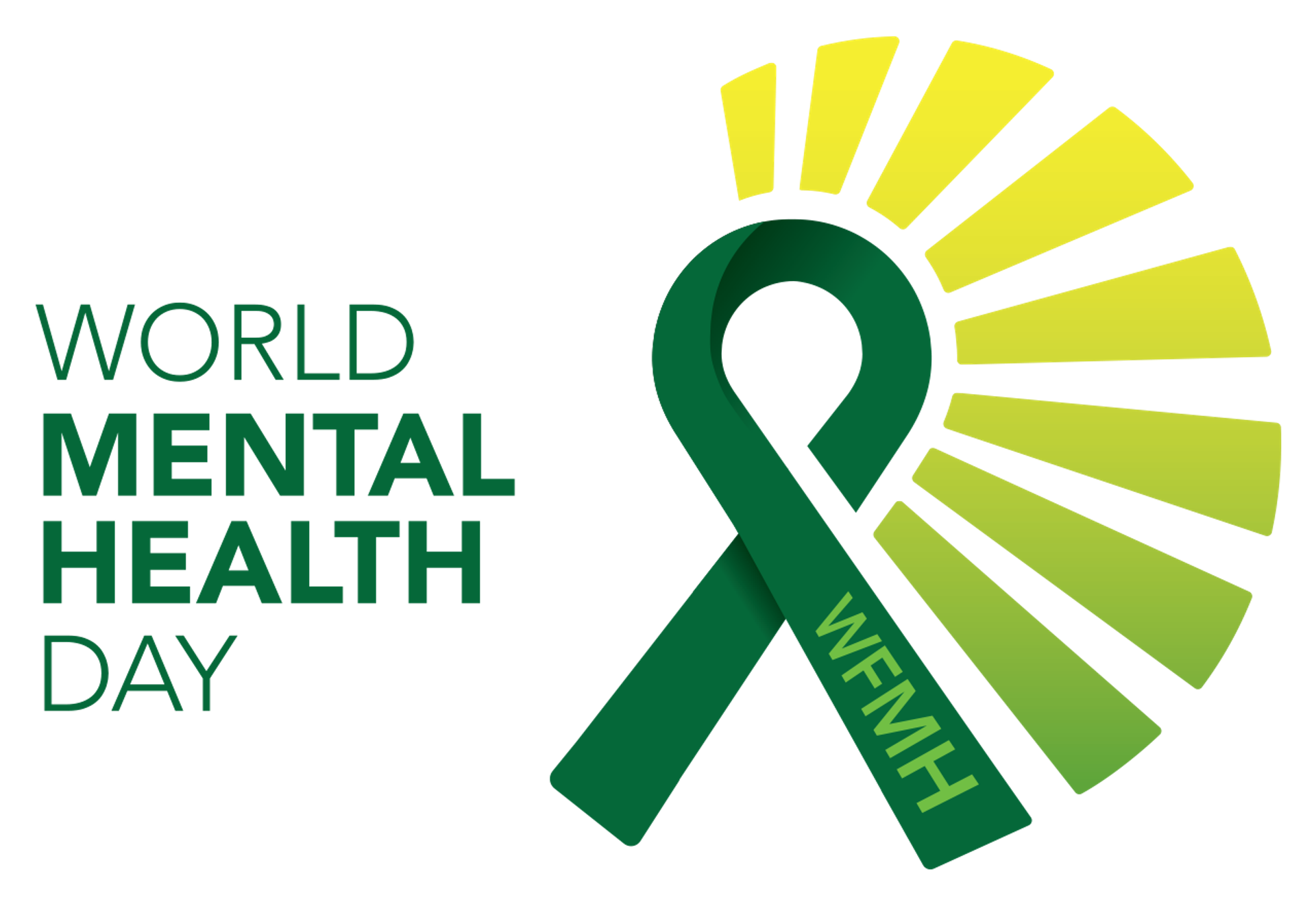 Logotip Svjetskog dana mentalnog zdravlja: zelena vrpca i natpis World Mental Health Day.