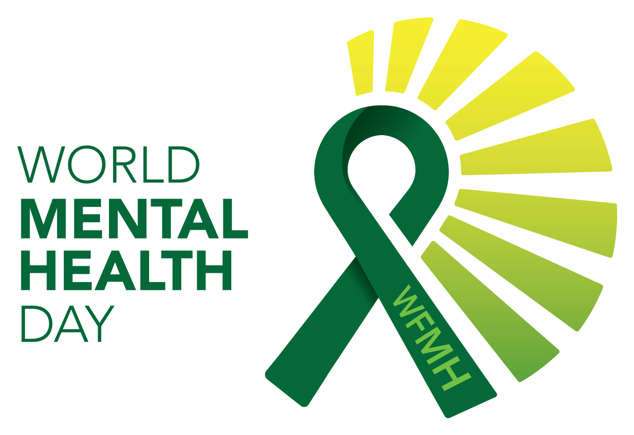 Logotip Svjetskog dana mentalnog zdravlja: zelena vrpca i natpis World Mental Health Day.